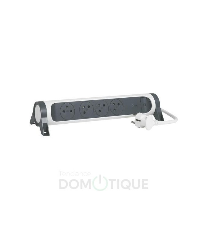 Rallonge Électrique 3 M Avec Prise Schuko 90° - 250V/16A, 3680W, Protection Terre, Pour Maison/Bureau (Blanc)